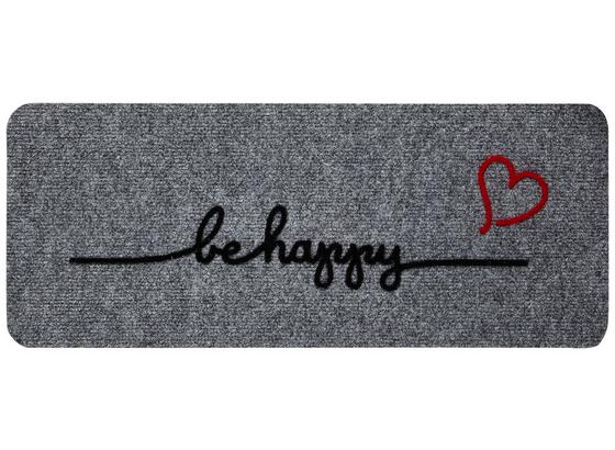 Dveřní Rohožka Be Happy - šedá, Moderní, textil (60/25cm) - Modern Living Dveřní Rohožka Be Happy - šedá, Moderní, textil (60/25cm) - Modern Living