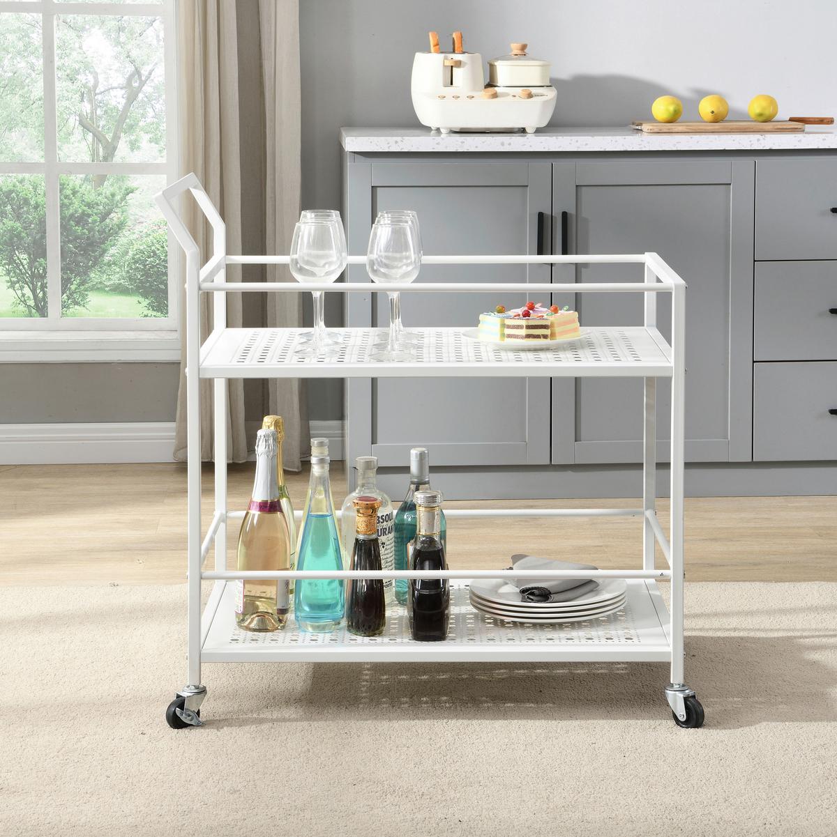 SERVIERWAGEN Weiß B: 79 cm - Weiß, Design, Kunststoff/Metall (79/45/83cm) - MID.YOU