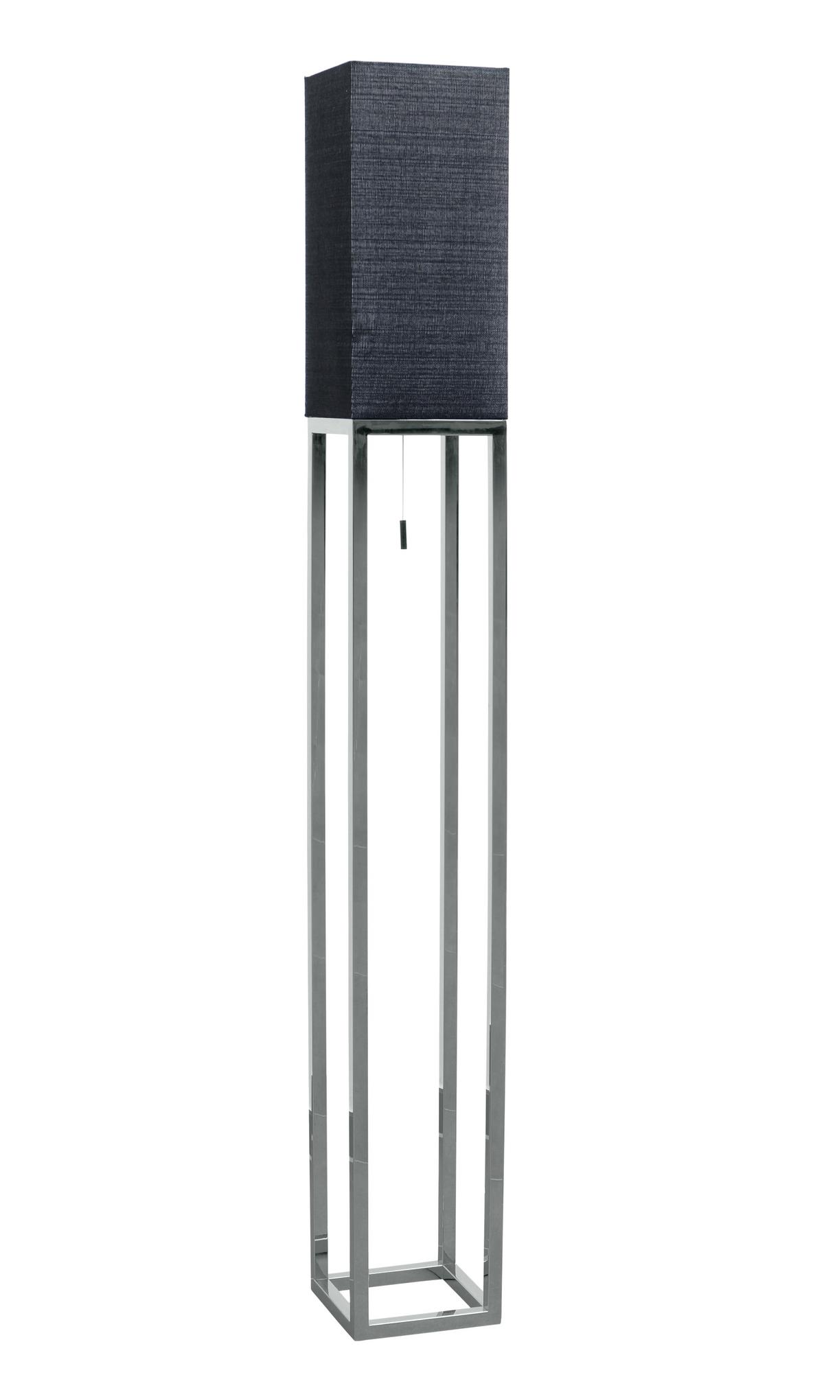 Stehlampe Alfa Chromfarben/schwarz Länglich - Chromfarben/Schwarz, Design, Textil/Metall (19/19/150,5cm) - Näve