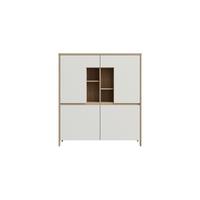 Highboard Stranda Weiß/Eiche B: 111cm - Eichefarben/Weiß, Design, Holzwerkstoff (111/125/39cm) - MID.YOU