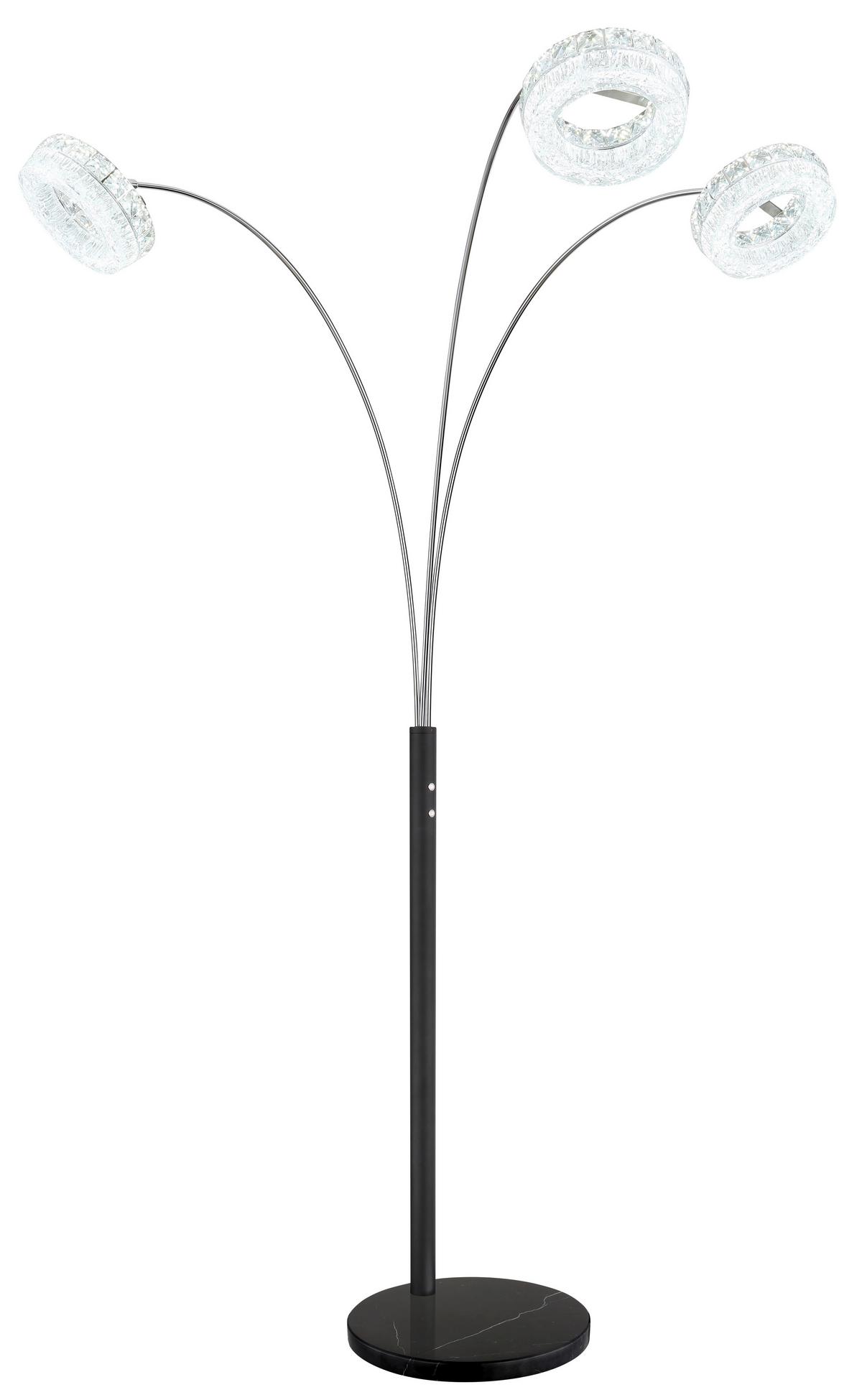 Led-stehleuchte Memory-Funktion - Klar/Schwarz, Design, Glas/Kunststoff (82,5/102/190cm) - Globo