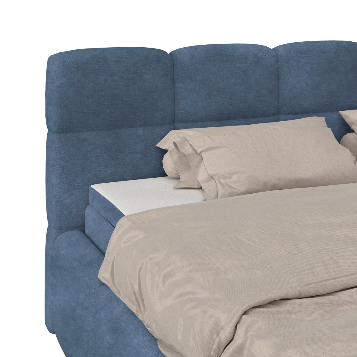 Polsterbett Noe Blau 180x200 cm - Blau/Schwarz, Trend, Textil/Metall (180/200cm)