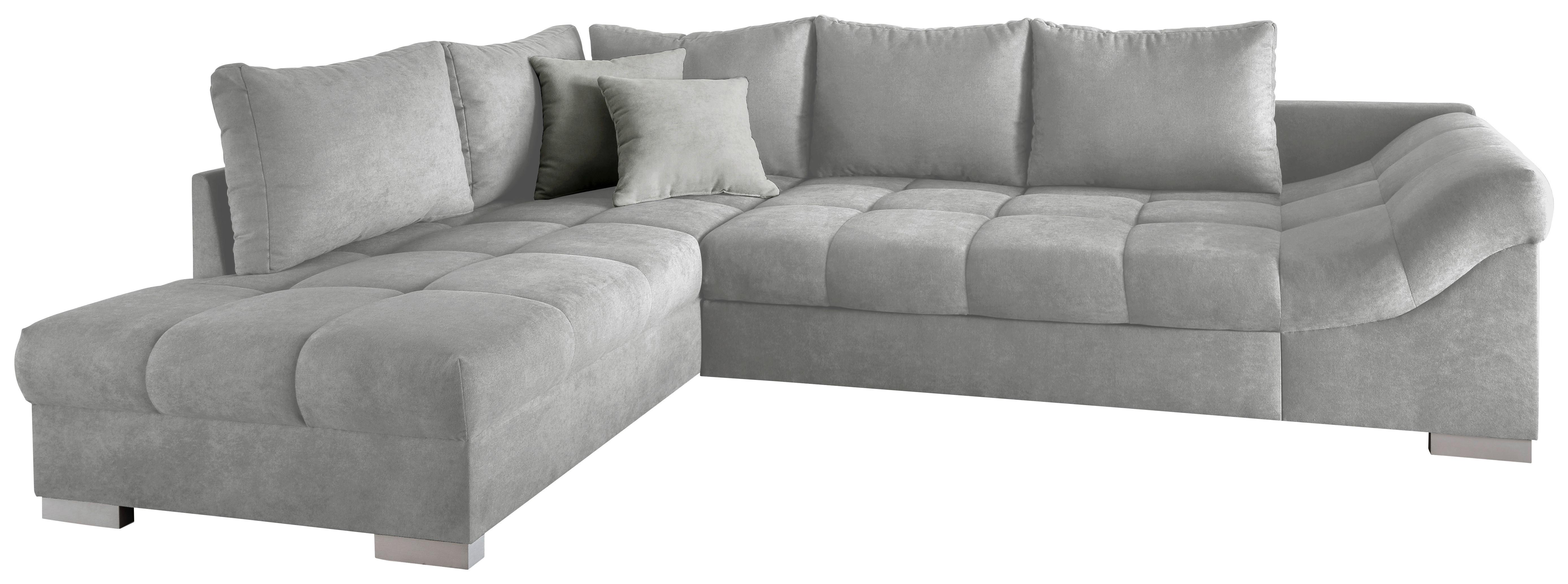Eckschlafsofa Alvito Hellgrau S: 202/298 cm - Silberfarben/Hellgrau, Design, Textil (202/298cm) - P & B
