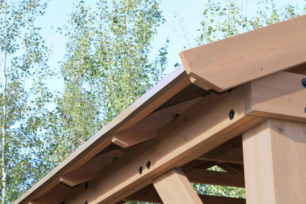 Pavillon YUKon 366x427 cm wetterfest regenabweisend - Naturfarben, Basics, Holz/Metall (366/330/427cm)
