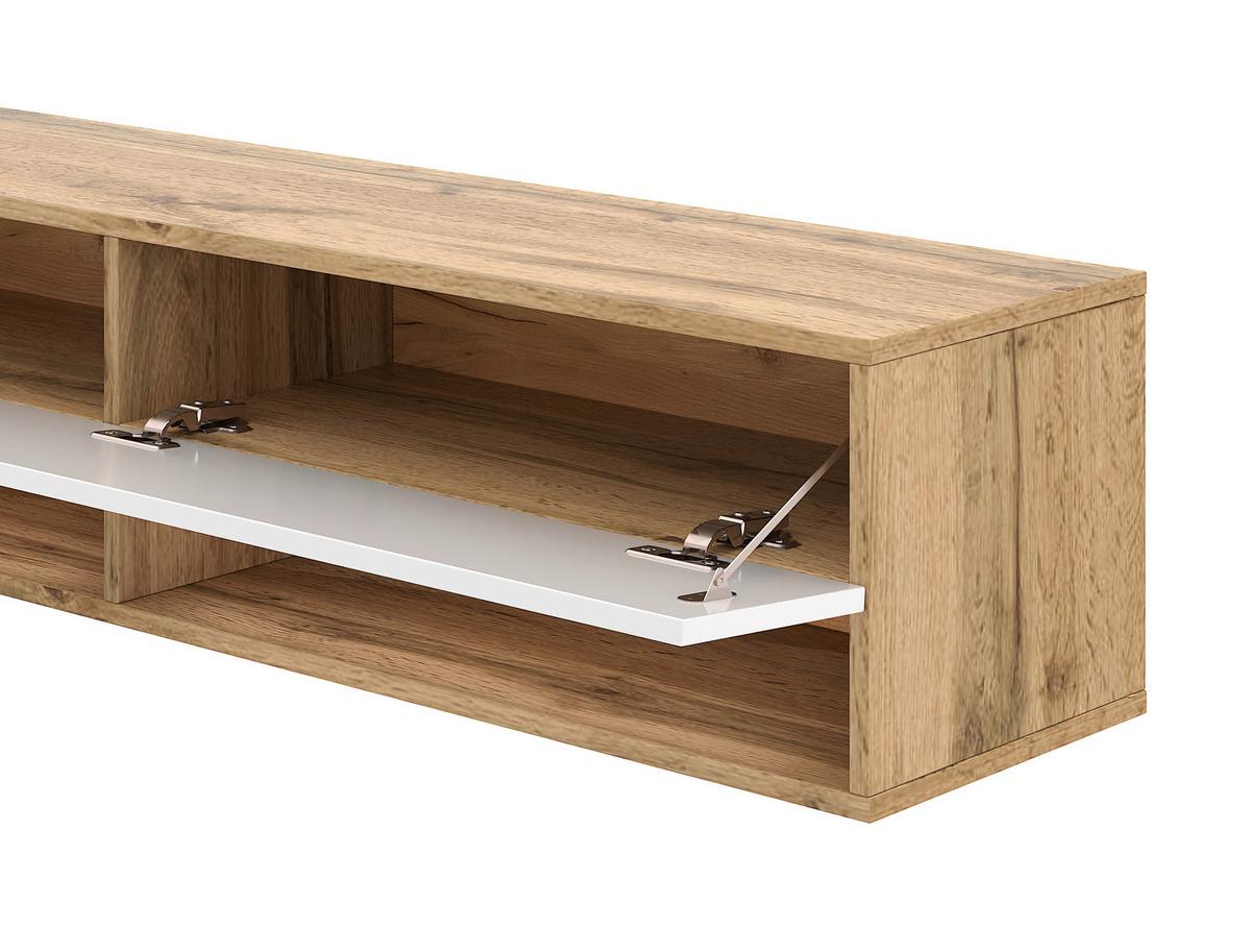 Lowboard Derby 100 - Weiß Hochglanz/Eiche Wotan, Design, Holzwerkstoff (100/31,5/32,5cm) - Livetastic