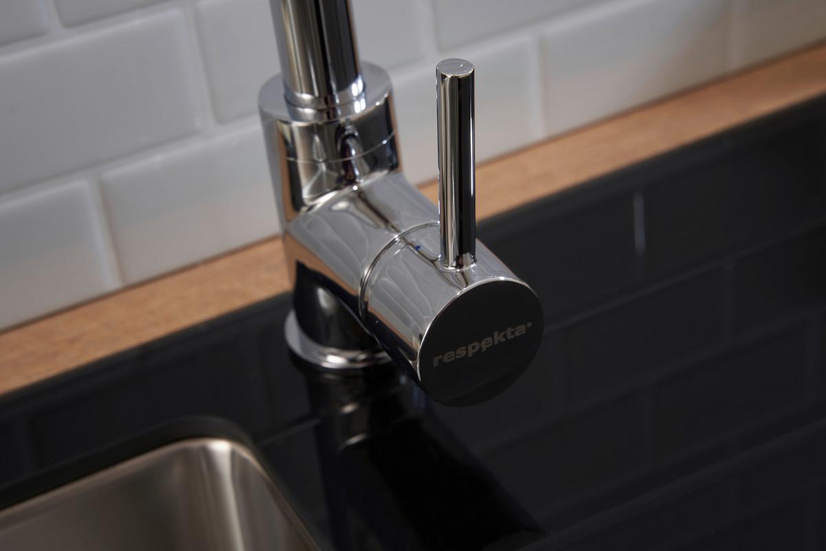 Spüle Respekta Edelstahl Bxt: 86x50 Cm - Schwarz, Trend, Glas/Metall (86/21/50cm) - Respekta