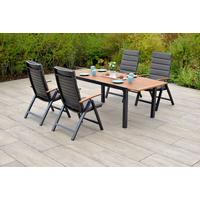 Gartenmöbel Set 5-tlg Astros Akazienholz/metall Mit Kissen - Graphitfarben/Naturfarben, MODERN, Holz/Textil - Gardenson