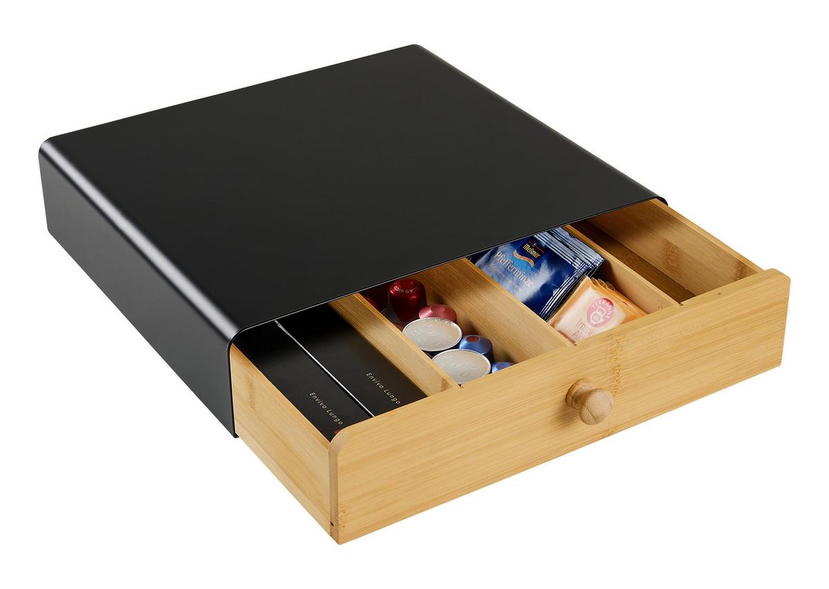 Organizér na kávu GEORGE - čierna/prírodná farba, Konventionell, kov/prírodné materiály (33/31/7,5cm) - Mömax