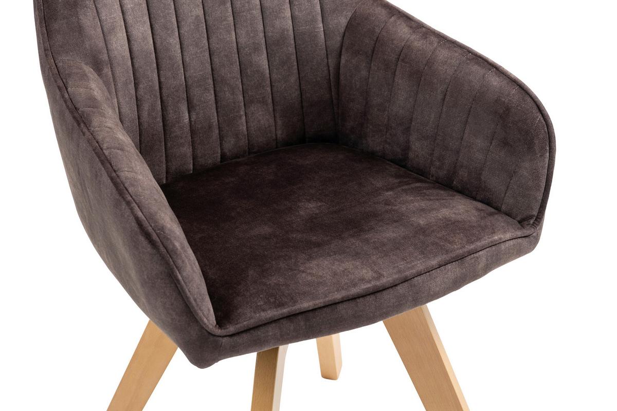 Armlehnstuhl Hanna Dunkelbraun,sitzfl. 180° Drehb - Dunkelbraun/Buchefarben, KONVENTIONELL, Holz/Textil (63/83/63cm) - MID.YOU