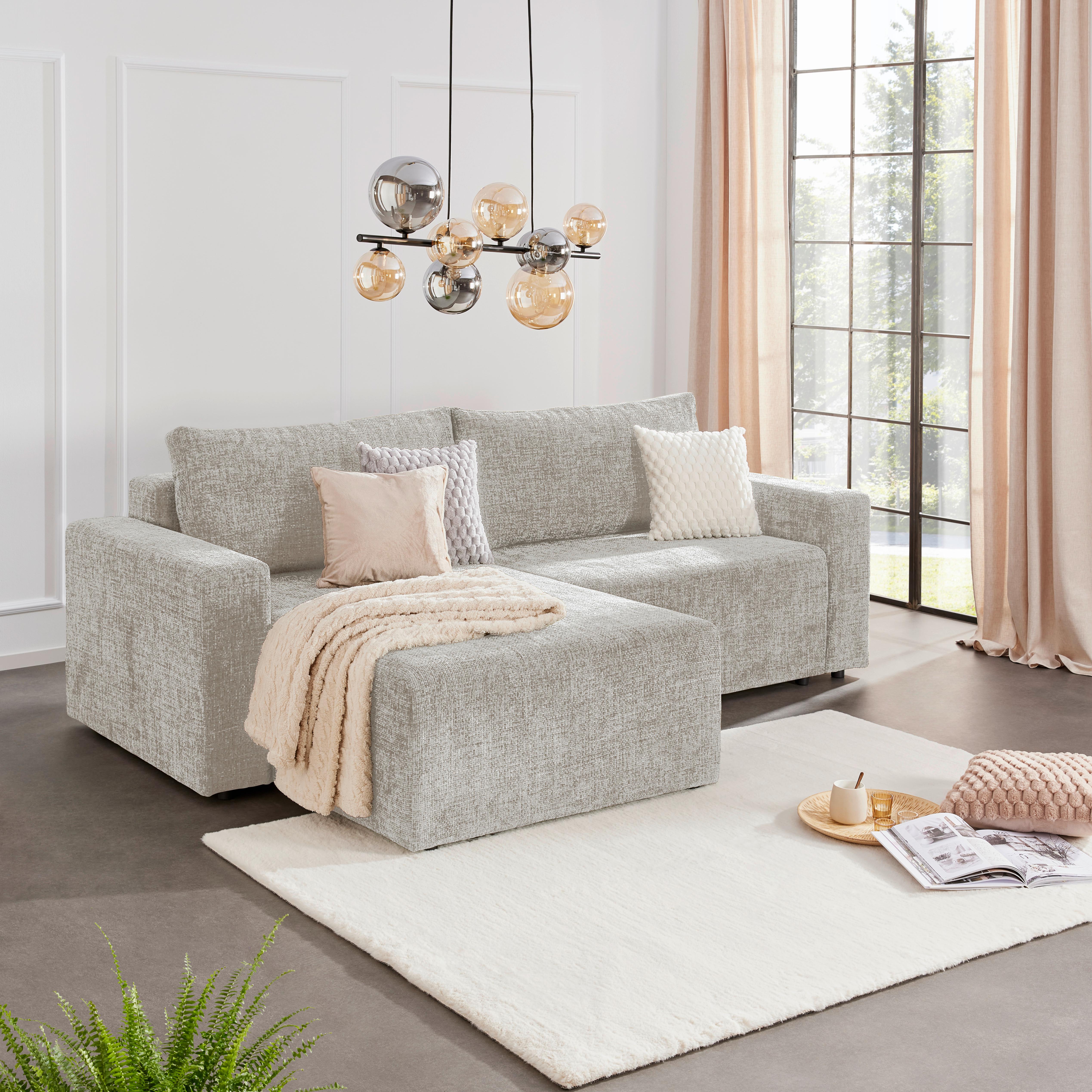 Ecksofa Dallas - Beige/Schwarz, MODERN, Holz/Kunststoff (173/258cm)