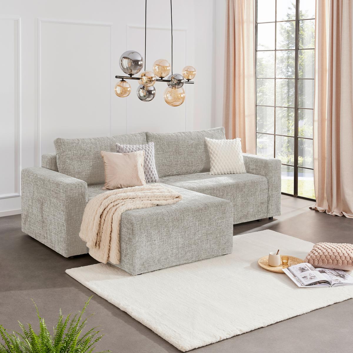 Ecksofa Dallas - Beige/Schwarz, MODERN, Holz/Kunststoff (173/258cm)