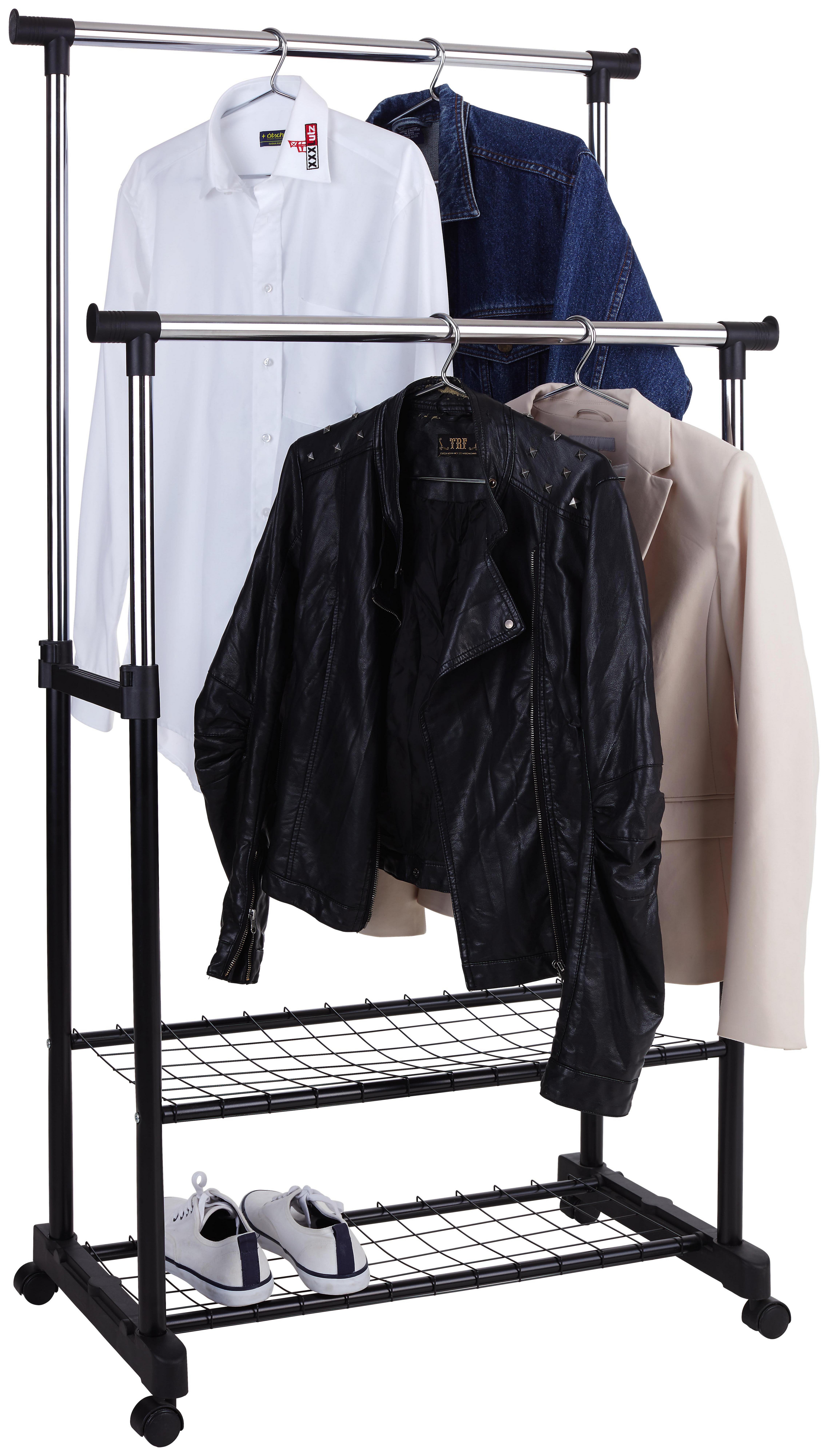 Ruhaállvány Tacitus - Króm/Fekete, modern, Fém (81/118-160/43cm) - Ombra