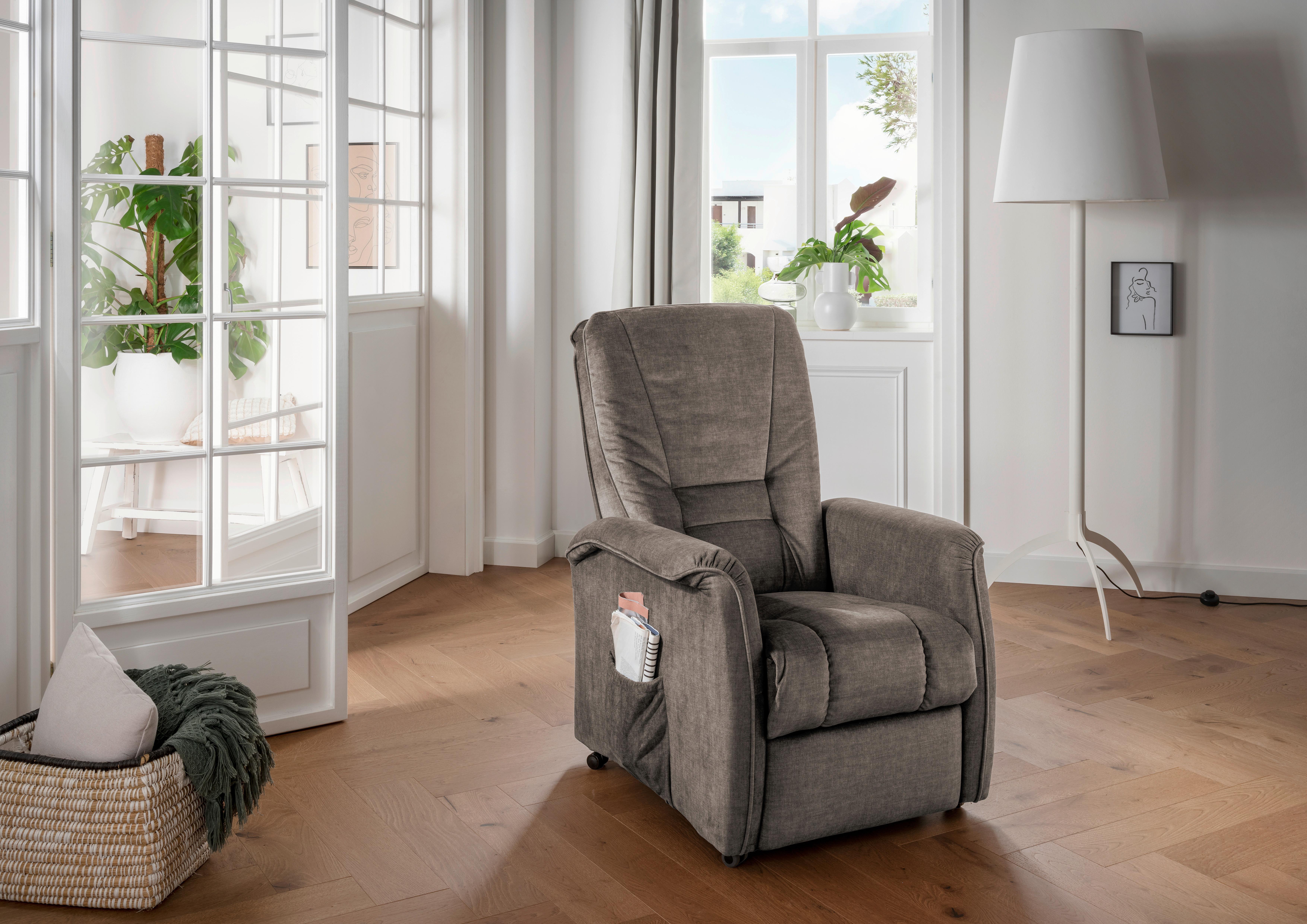 Fernsehsessel Harry Braun B: 77 cm - Schwarz/Braun, Design, Textil (77/107/88cm) - Livetastic