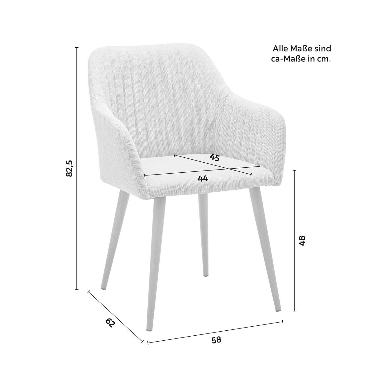 Stolička s podrúčkami NICOLA - sivá - prírodná farba/svetlosivá, Modern, kov/drevo (58/82,5/62cm) - PBJ