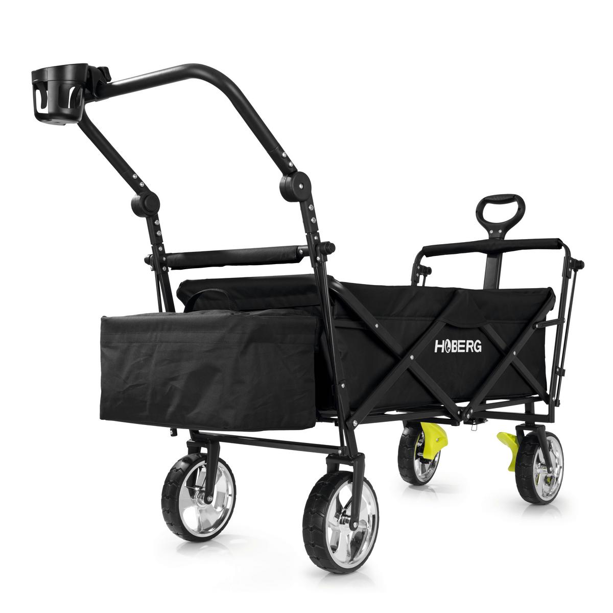 Bollerwagen Hoberg Schwarz Max 80 Kg Faltbar, Feststellbremse - Schwarz, Basics, Kunststoff/Textil (137/52,5/100cm)