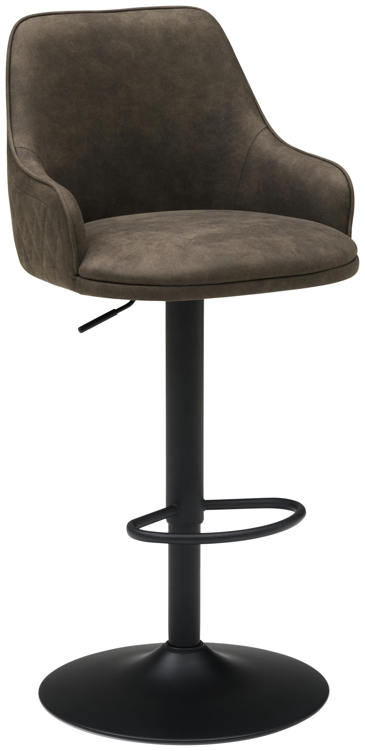 Barhocker Höhenverstellbar Mit Lehne Weda Webstoff Grau - Schwarz/Grau, KONVENTIONELL, Textil/Metall (50/90-111/51cm) - MID.YOU