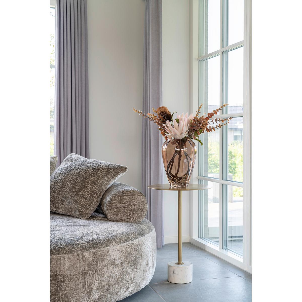 Bestelltisch Lecco In Stein Grauweiß, L/B/H: 46x28x39cm - Messingfarben/Grauweiß, Basics, Stein/Metall (46/28/39cm)