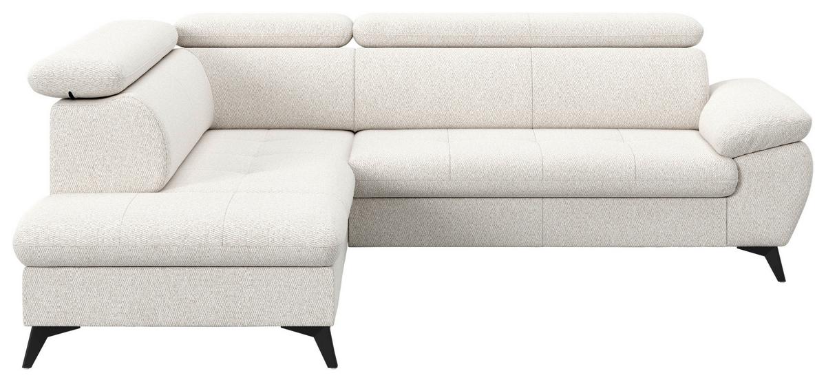 Ecksofa mit Bettfunktion Hudson, Chenille Silberfarben - Silberfarben/Schwarz, KONVENTIONELL, Textil (207/256cm) - Sembella