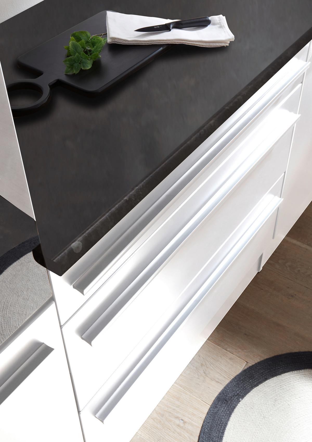 Kuchynský blok JAZZ bez spotrebičov, šírka 260 cm - biela/antracitová, Konventionell, kompozitné drevo/plast (260cm) - MID.YOU