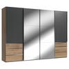 Schwebetürenschrank Level 36 A Graphit/Eiche/Spiegel,b:300cm - Eichefarben/Graphitfarben, MODERN, Glas/Holzwerkstoff (300/216/65cm) - MID.YOU