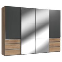 Schwebetürenschrank Level 36 A Graphit/Eiche/Spiegel,b:300cm - Eichefarben/Graphitfarben, MODERN, Glas/Holzwerkstoff (300/216/65cm) - MID.YOU
