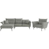 Sitzgarnitur Jakarta - Edelstahlfarben/Grau, Design, Textil (185/265cm) - Livetastic