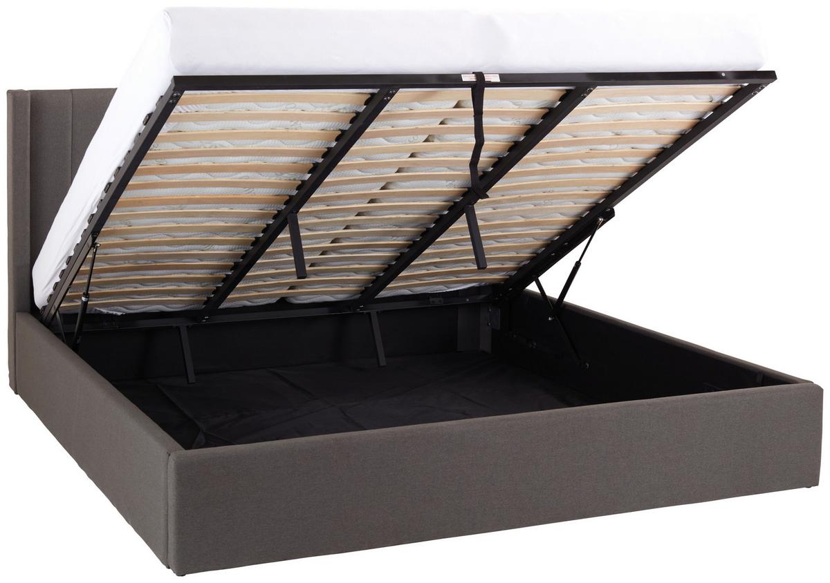 Čalouněná postel s vysokým čelem NICI, 180x200, šedá - černá/tmavě šedá, Moderní, kov/dřevo (180/200cm) - Livetastic