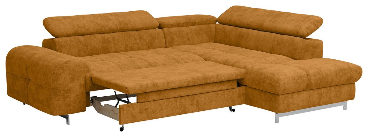 Ecksofa mit Schlaffunktion Cloud + Goldfarben - Chromfarben/Goldfarben, KONVENTIONELL, Textil (257/206cm) - Livetastic