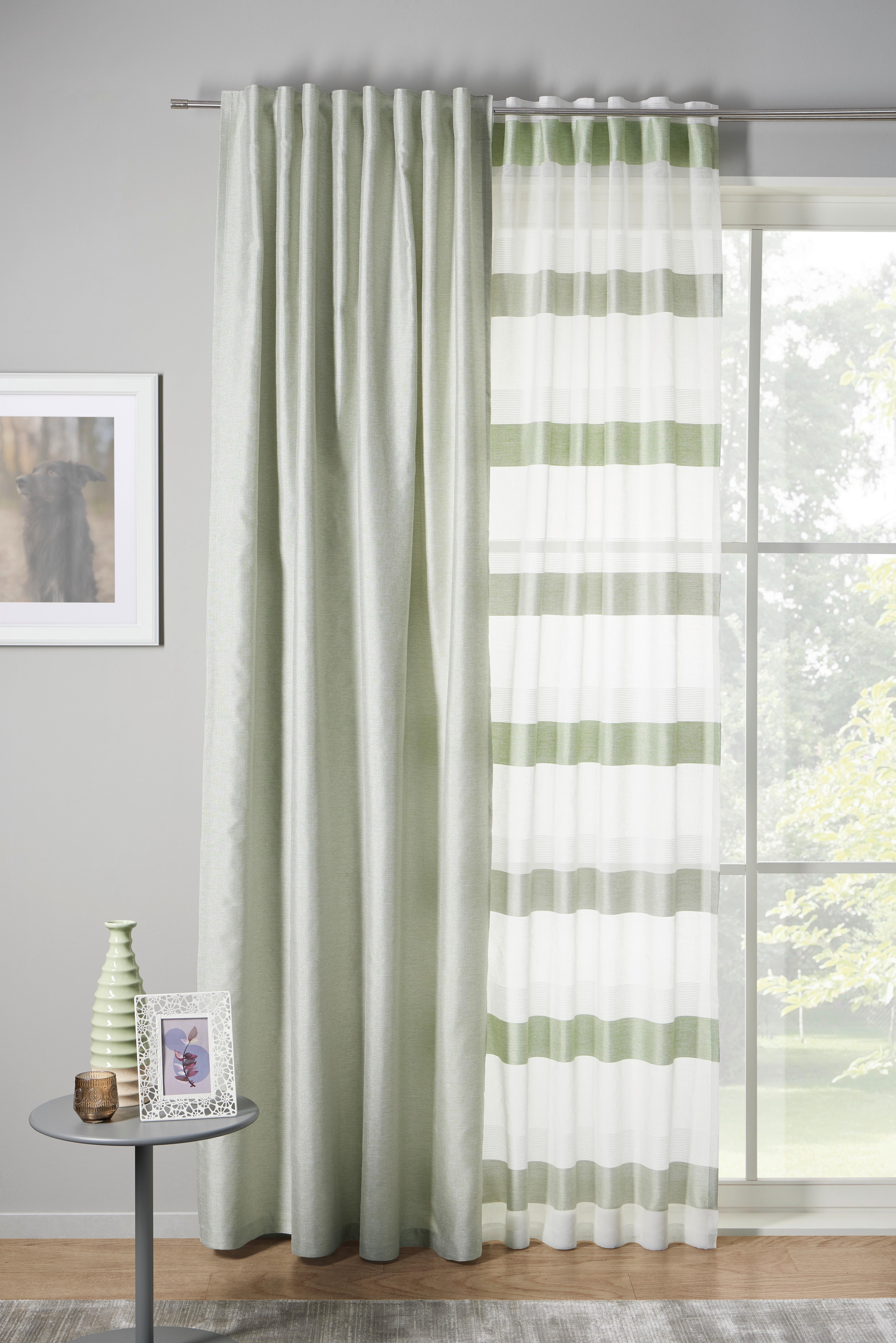 Fertigvorhang Susanne - Grün, MODERN, Textil (135/245cm) - Luca Bessoni