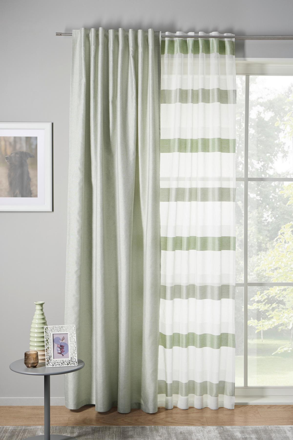 Fertigvorhang Susanne - Grün, MODERN, Textil (135/245cm) - Luca Bessoni