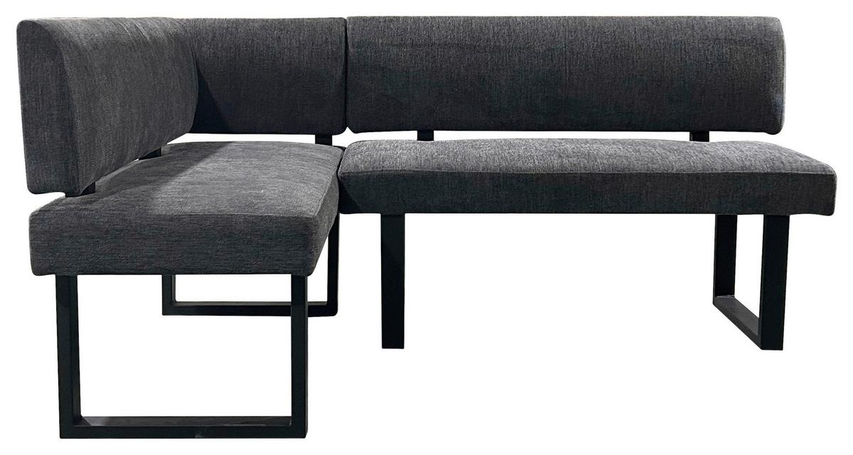 Eckbank Vancouver Grau, Schwarz 125x181 cm - Anthrazit/Schwarz, Design, Textil/Metall (125/181,5cm) - MID.YOU