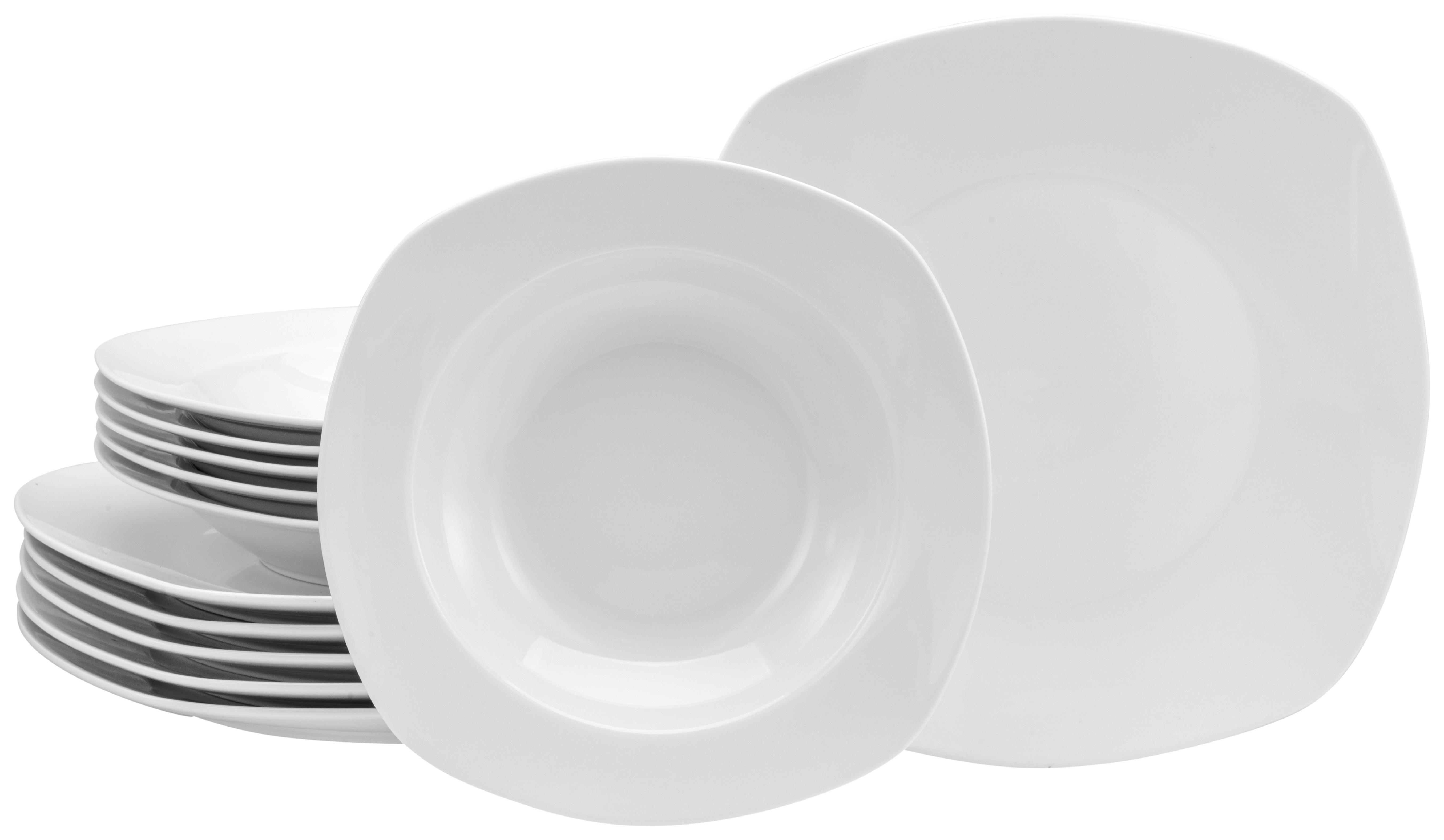 Jídelní servis Amelie bílý, 12 dílný pro 6 osob - bílá, keramika (28,5/22/31cm) - Creatable