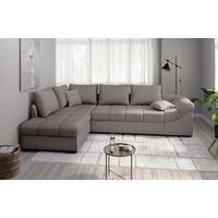 Eckschlafsofa Alvito Graubraun S: 202x298 Cm - Graubraun/Schwarz, MODERN, Textil (202/298cm) - MID.YOU