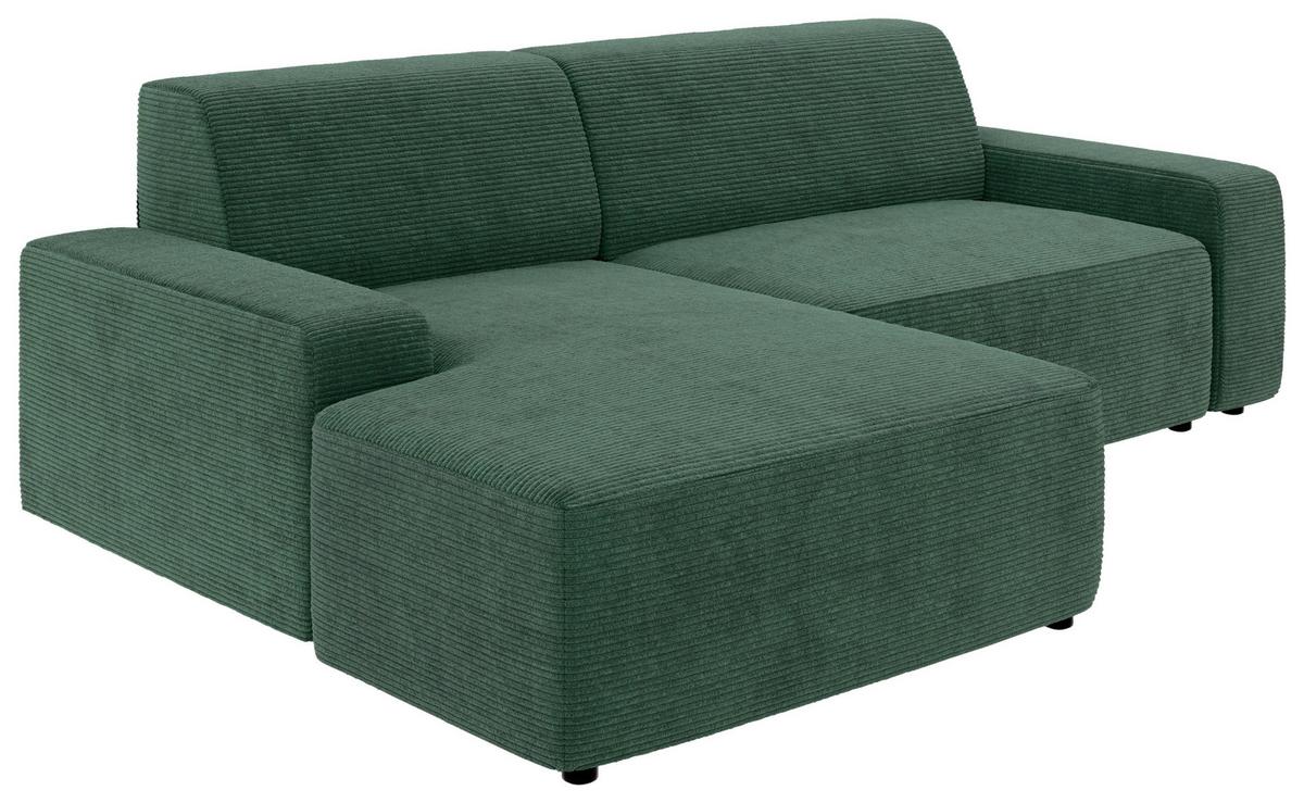 Ecksofa Dunkelgrün S: 162x246 cm - Dunkelgrün/Schwarz, MODERN, Textil (162/246cm) - Trendmanufaktur