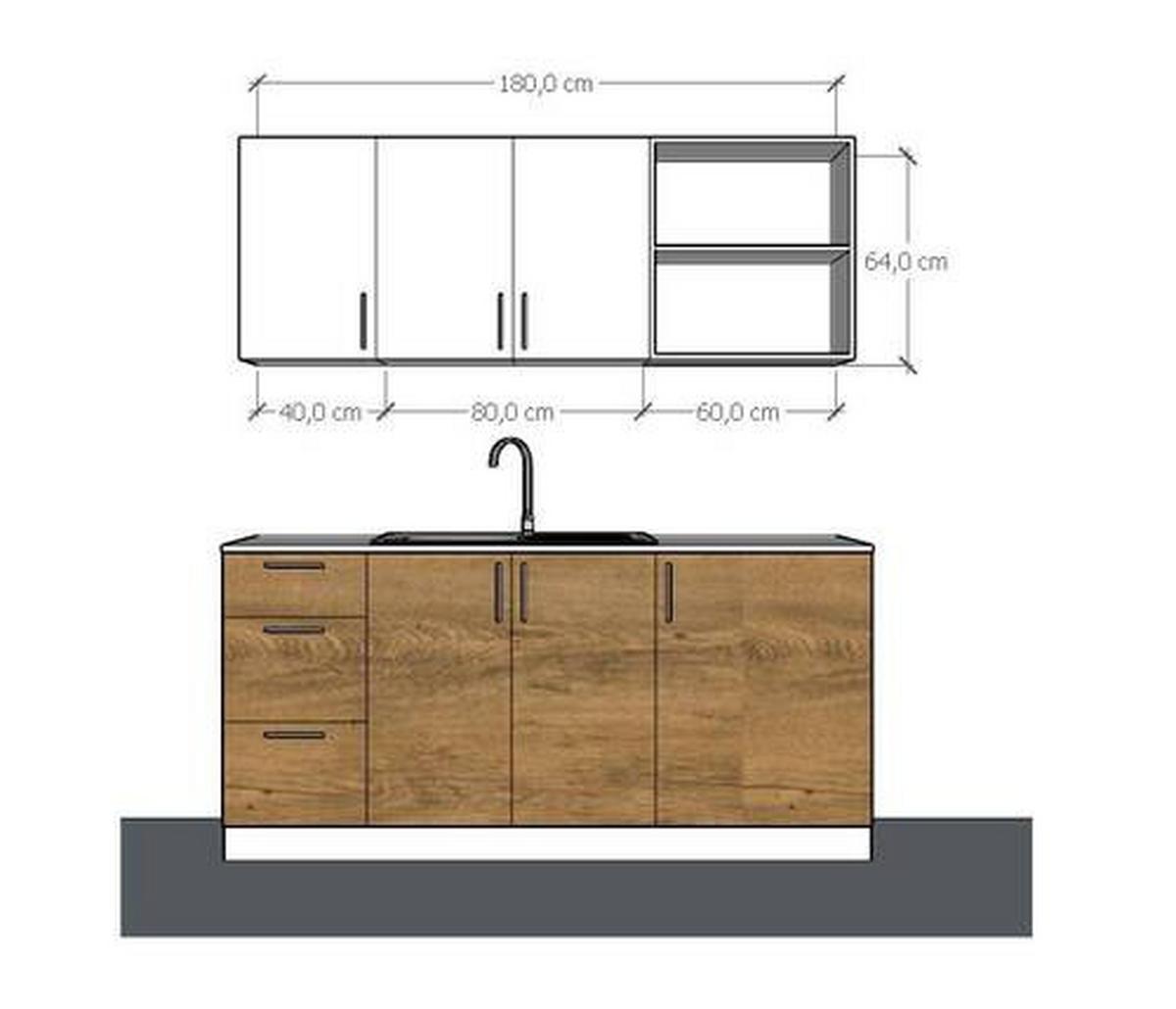 KUCHYŇSKÝ BLOK EVA *CENOVÝ TRHÁK* - bílá/barvy dubu, Basics, kompozitní dřevo (180cm)