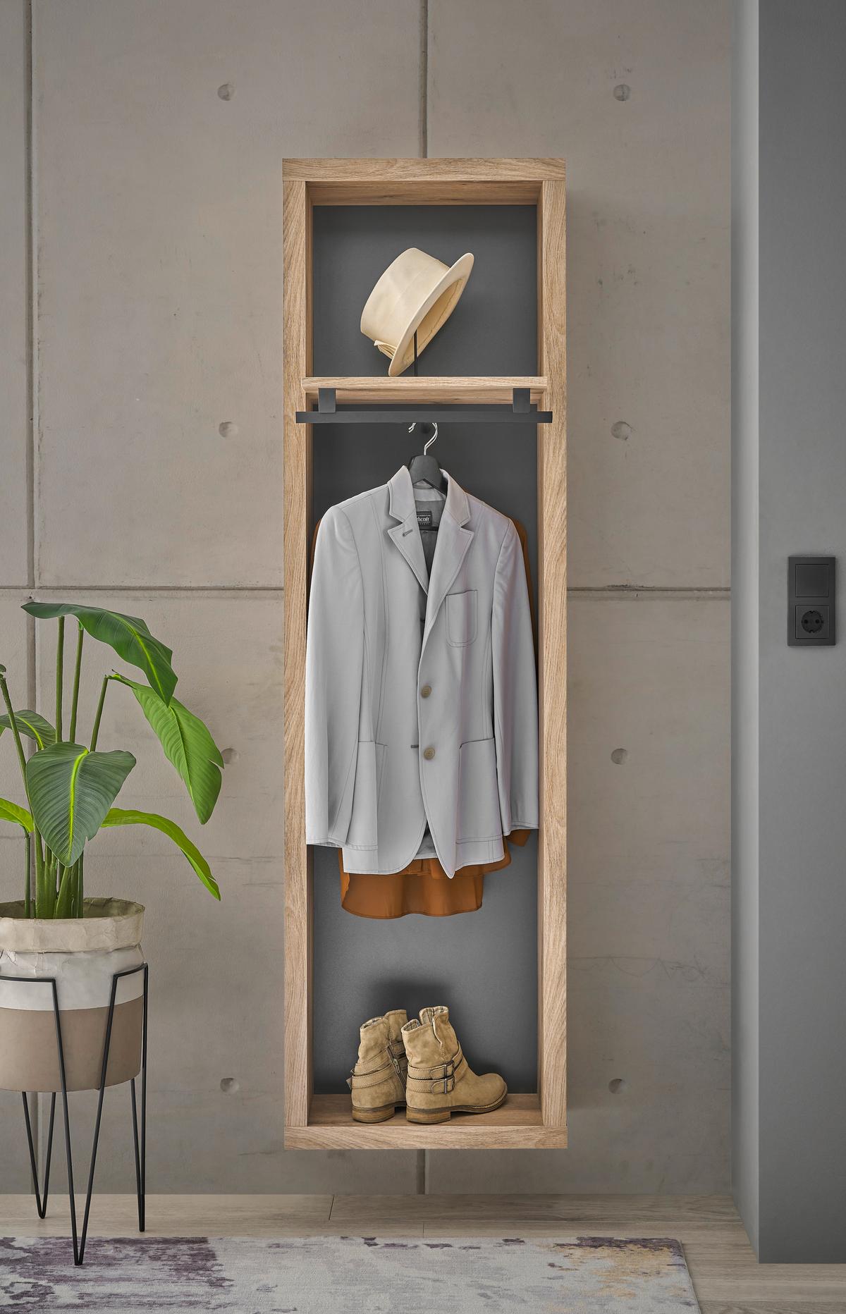 ŠATNÍ PANEL FRAME - barvy dubu/antracitová, Basics, kompozitní dřevo (51/178/35cm) - Carryhome