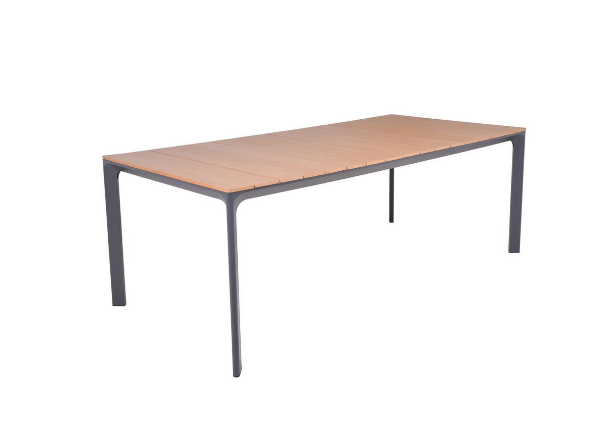 Gartentisch Silea - Anthrazit/Braun, Basics, Kunststoff/Metall (208/100/74cm) - Gardenson