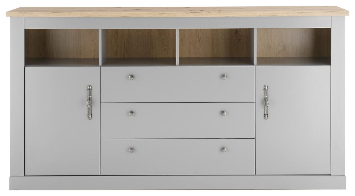 Sideboard Chambord Hellgrau/Eiche Dekor B: 198cm - Eichefarben/Hellgrau, Design, Holzwerkstoff (198/104/44cm) - MID.YOU