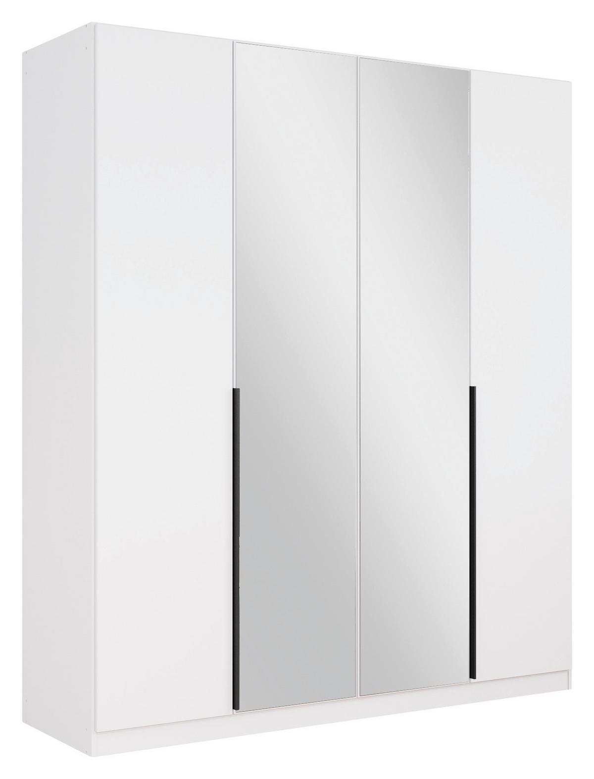 Drehtürenschrank Skyla Weiß/Glas B: 181 cm - Weiß, MODERN, Holzwerkstoff (181/210/54cm) - Rauch Möbel