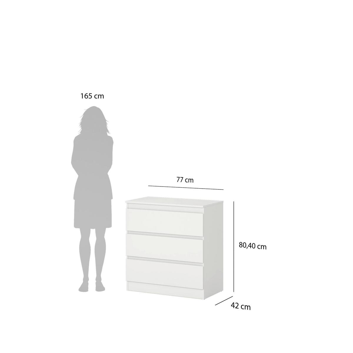 Kommode Mara 2 Weiß B: 77 Cm - Weiß, Trend, Holz (77/80,4/42cm)