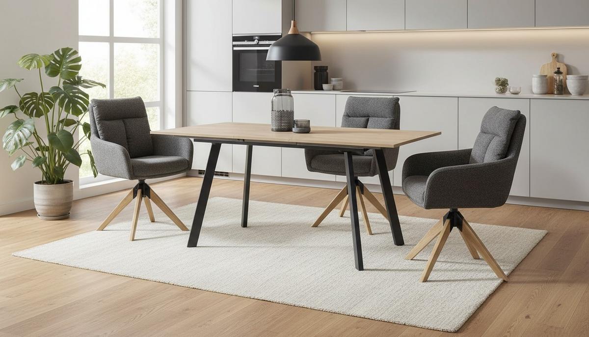 Esstisch Theo Eiche Artisan L: 140-180 cm - Schwarz/Eiche Artisan, MODERN, Holzwerkstoff/Metall (140/180/90/76cm) - Livetastic