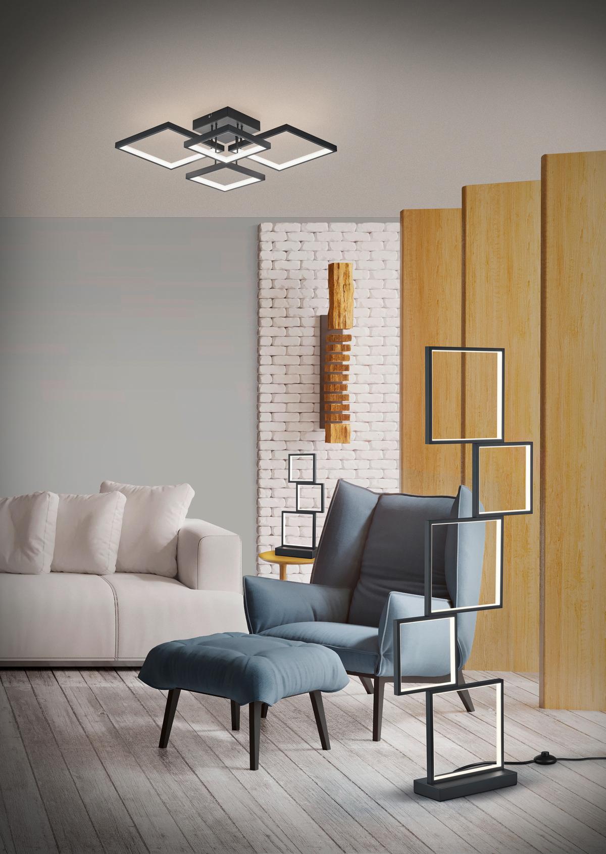 LED-Deckenleuchte, 3000k 627710432 Sorrento - Schwarz/Weiß, Basics, Kunststoff/Metall (52,5/16,0/52,5cm) - Trio Leuchten