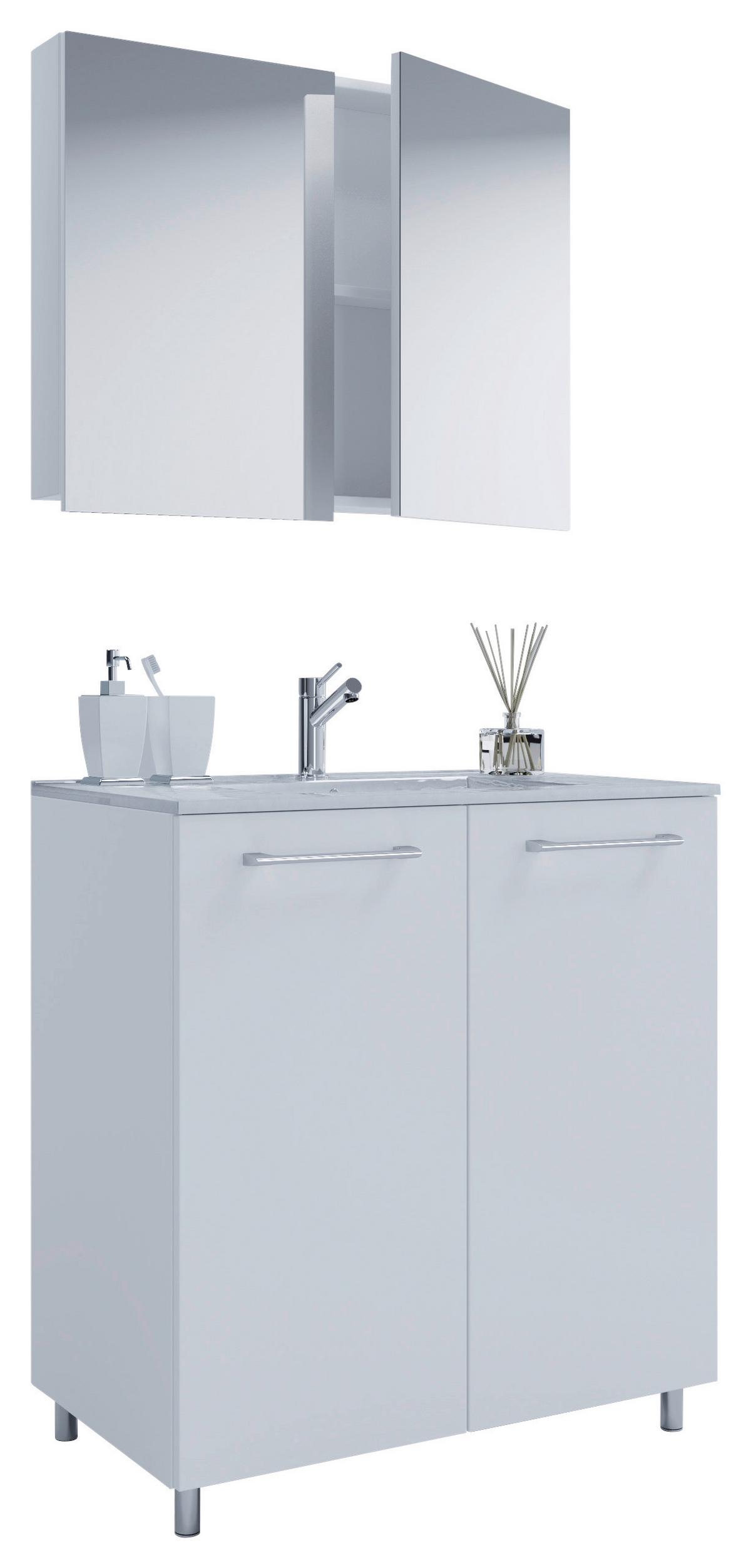 Badezimmer Gilos 3-teilig Weiß B: 60 Cm - Weiß, MODERN, Keramik/Holzwerkstoff (60cm) - MID.YOU