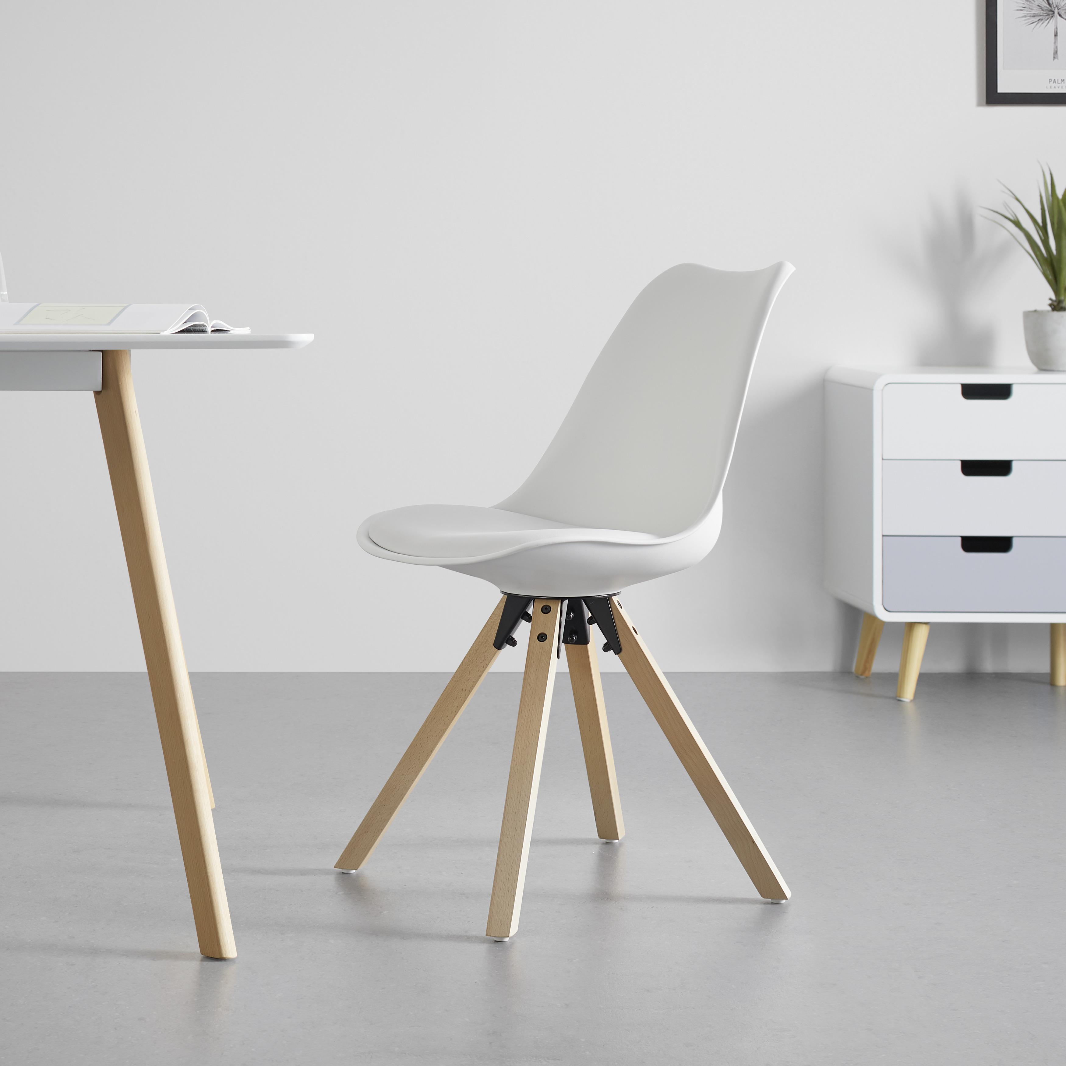 Jídelní Židle Ricky Bílá - bílá/barvy buku, Moderní, dřevo/textil (48/85/57,4cm) - Bessagi Home