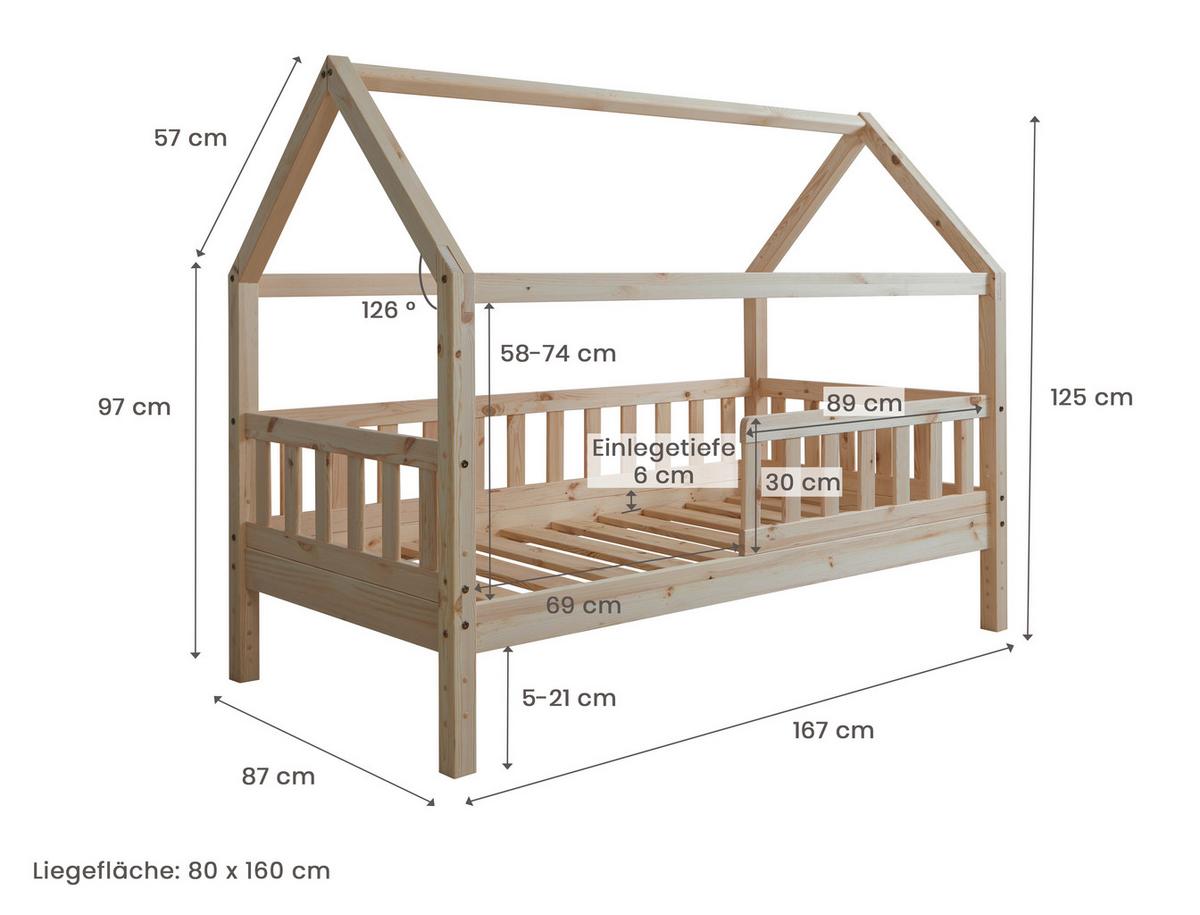 Hausbett Kay - Naturfarben, MODERN, Holz (80/160cm) - MID.YOU