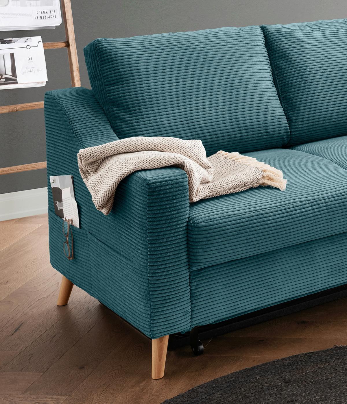 Ecksofa Valentina Petrol S: 230x200 Cm - Petrol/Naturfarben, MODERN, Textil (230/200cm) - Livetastic