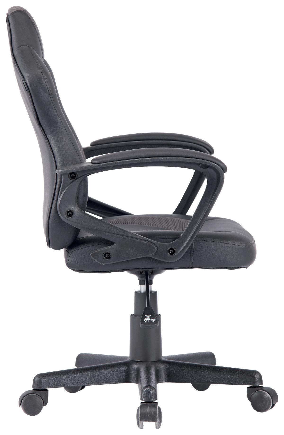 Gaming Stuhl Racer Junior Mit Armstützen, Schwarz - Schwarz/Grau, MODERN, Kunststoff/Textil (57/90-100/54cm)