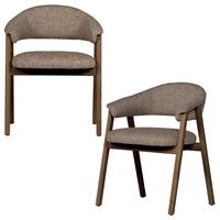 ARMLEHNSTUHL-SET Tunar Braun 2-teilig - Braun, MODERN, Holz/Textil (60/77/60cm) - Livetastic
