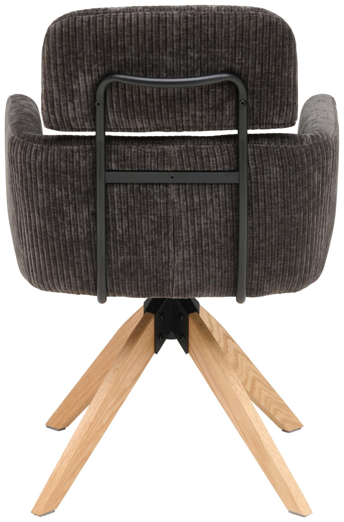 Armlehnstuhl Mattis Cord Anthrazit, B: 60 cm - Anthrazit/Naturfarben, KONVENTIONELL, Holz/Textil (60/90/69cm) - Livetastic