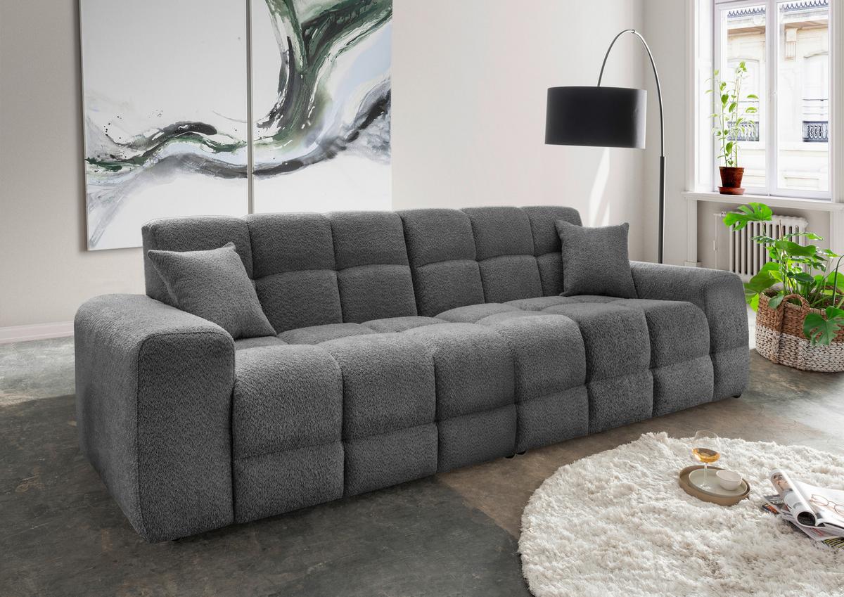 Viersitzer-Sofa Bosco, Anthrazit B: 300 cm - Anthrazit/Schwarz, MODERN, Textil (300/87/120cm) - Livetastic